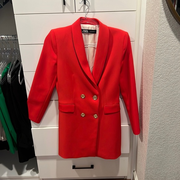 Zara Jackets & Coats Zara Medium Double Breasted Red Blazer Poshmark
